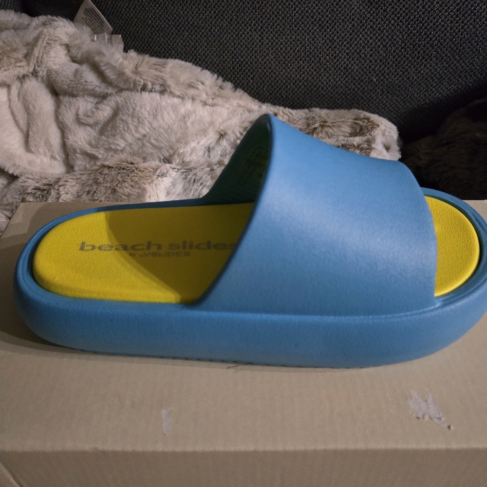 Beach Slides By J Slide Turquoise/Yellow Eva Squish 6M
